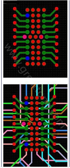 焊盤內(nèi)過孔用于內(nèi)部，而外部引腳在0.5mm柵格上扇出-深圳宏力捷